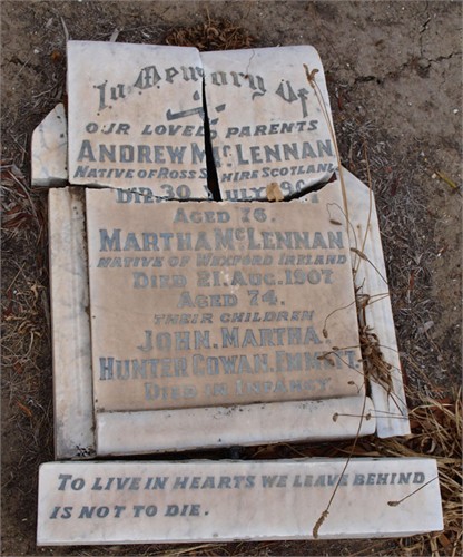 Photo of headstones/Andrew McLennan (d1907) & wife Martha hdstn Ballarat